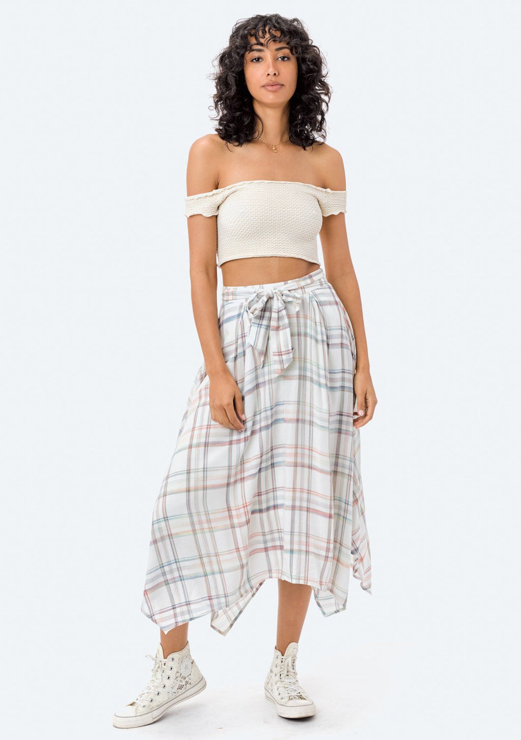 Dara Asymmetrical Plaid Skirt