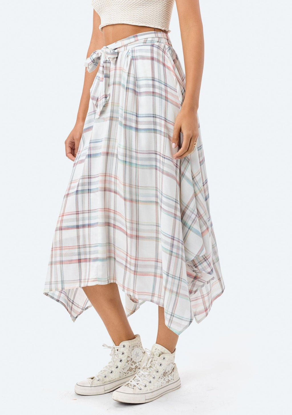 Dara Asymmetrical Plaid Skirt