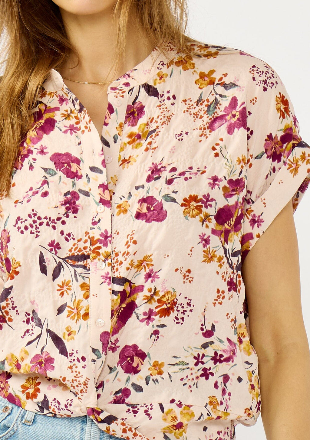 Dusty Blooms Twist Front Top