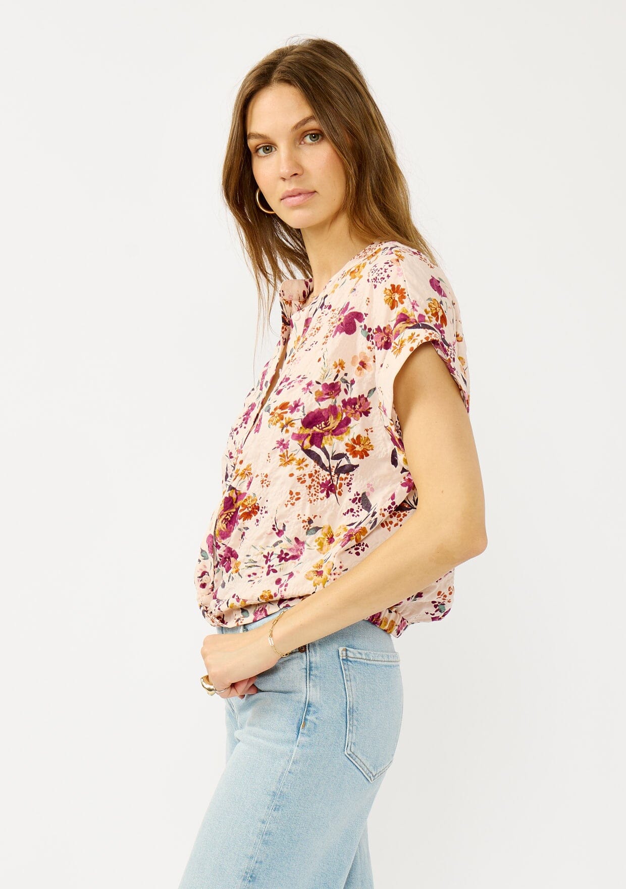 Dusty Blooms Twist Front Top