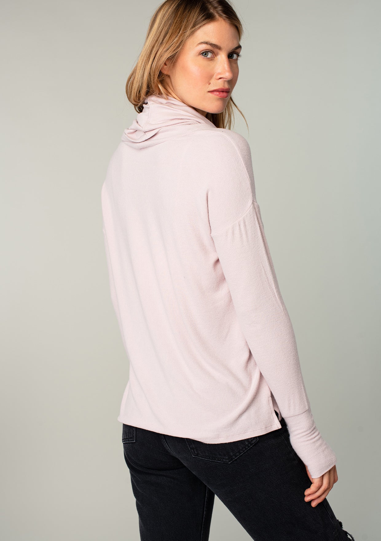 Long Weekend Micro Rib Cowl Neck Top
