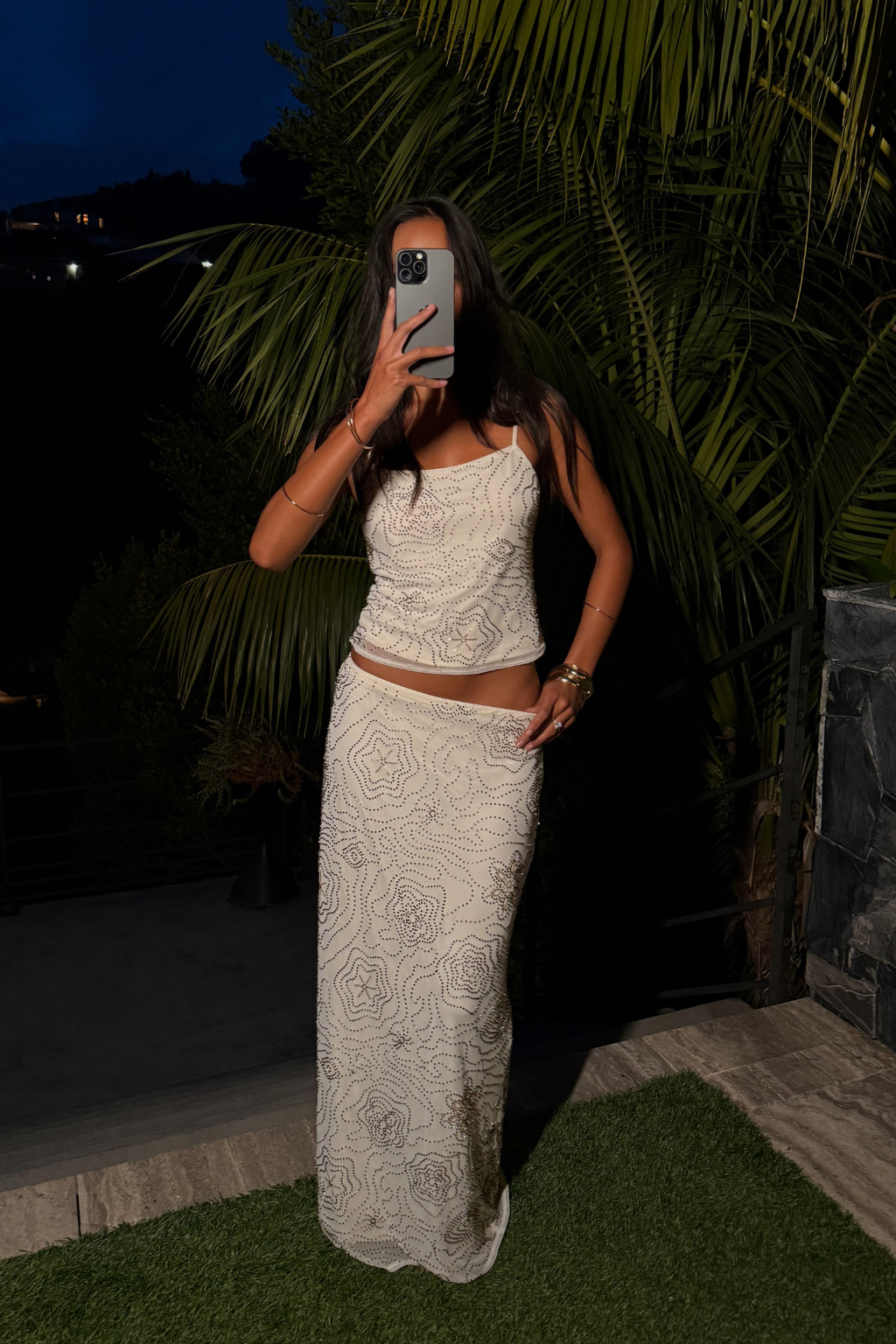 Luci White Beaded Tank