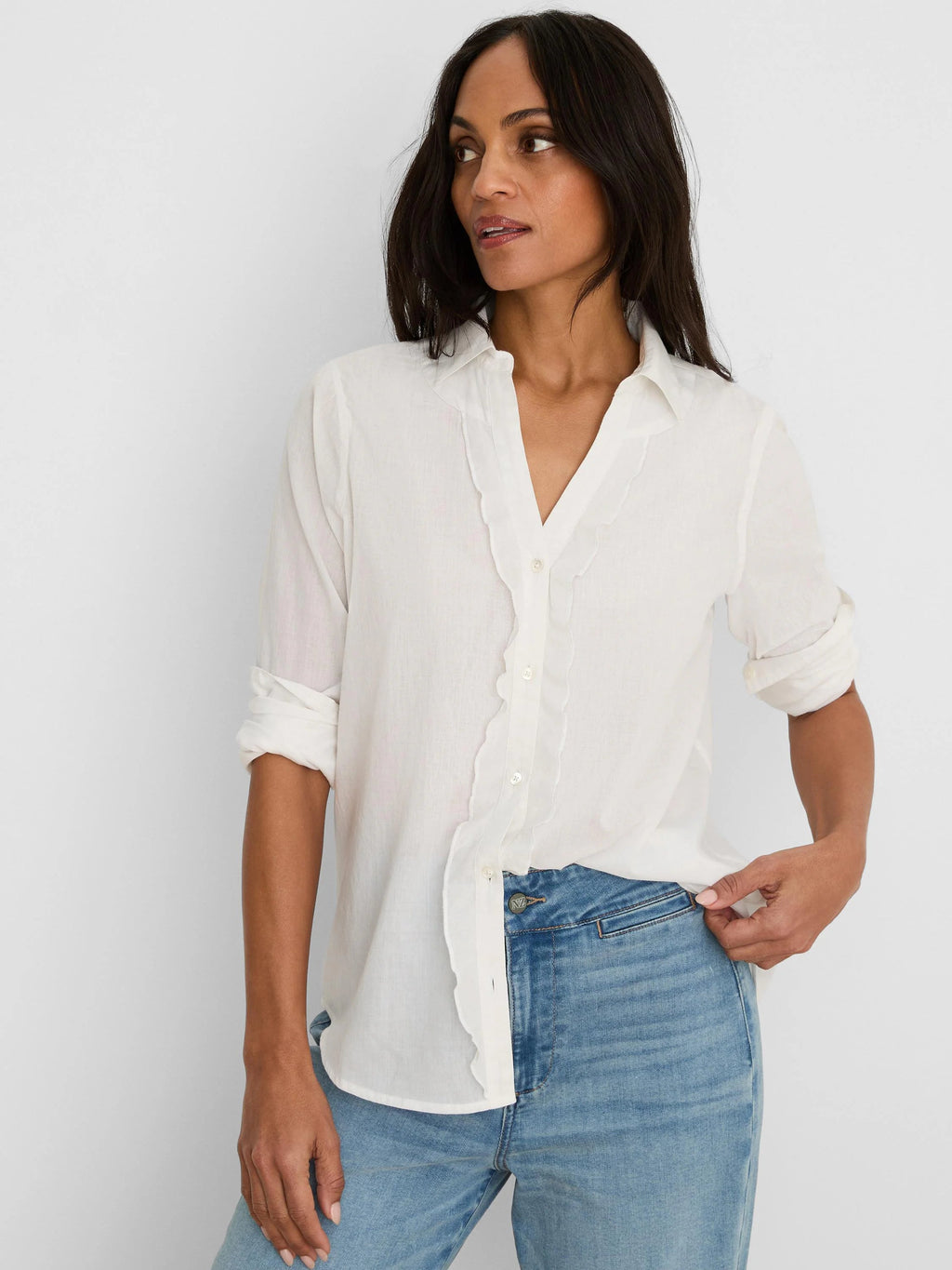 Ruffled Cotton Shirt