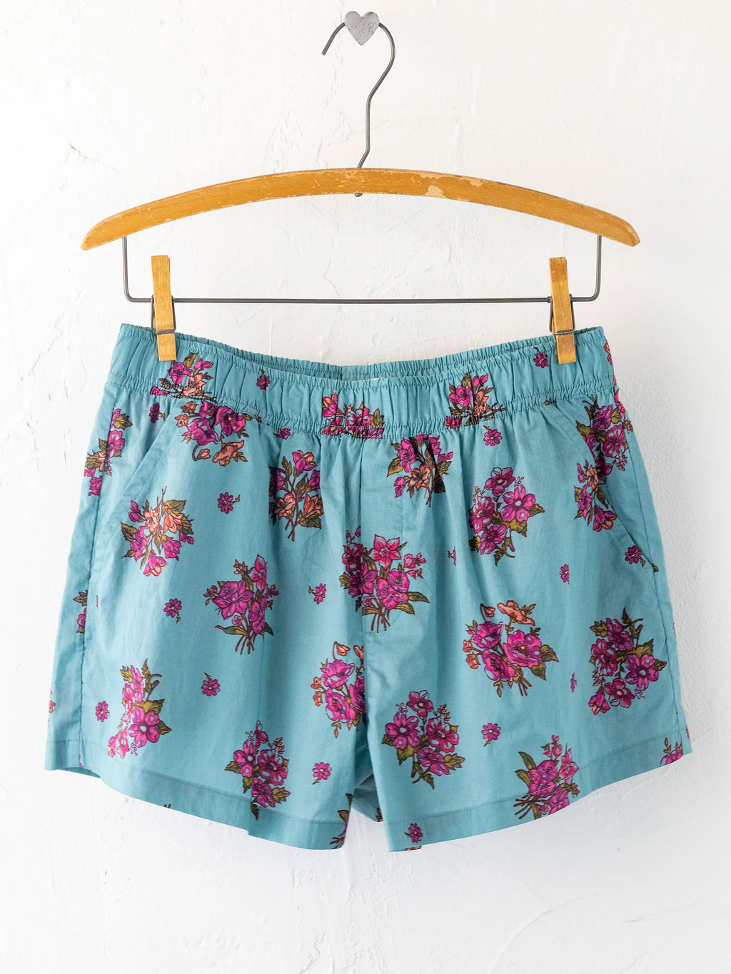 Mix & Match Cotton Pajama Shorts - Flower Picking Teal