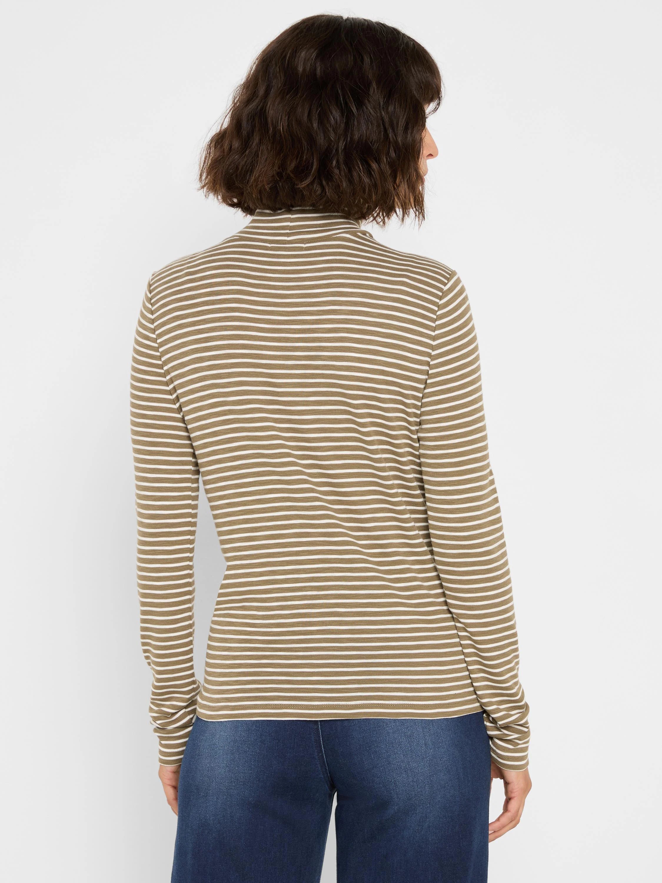 NZT Striped Long Sleeve Mock Neck Tee