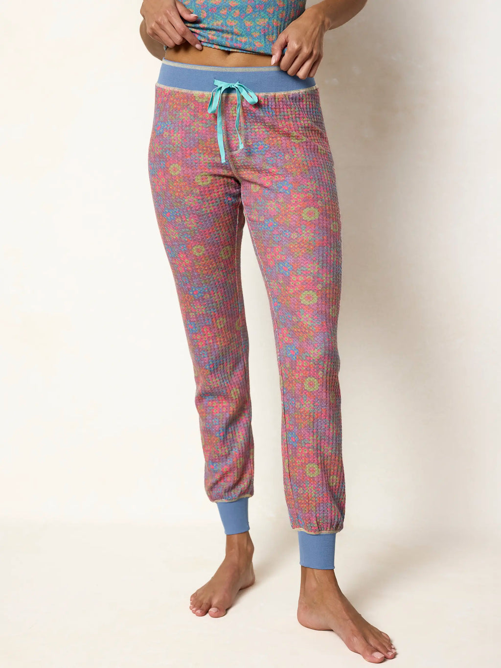 Mix & Match Waffle Long Johns - Mauve Garden Floral