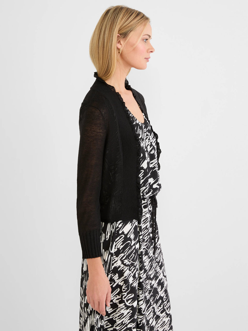 Ruffle Featherknit Cardigan