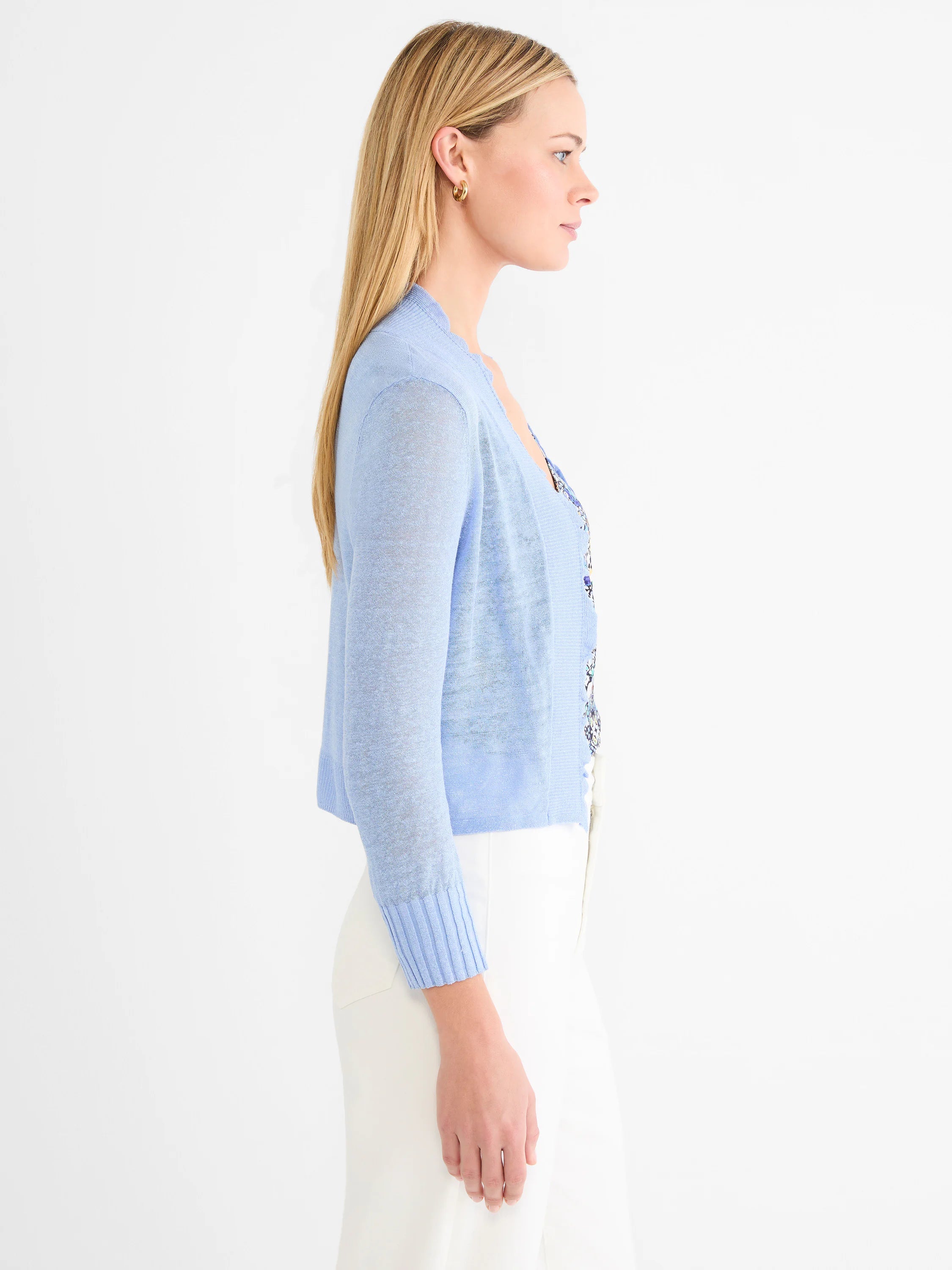 Ruffle Featherknit Cardigan