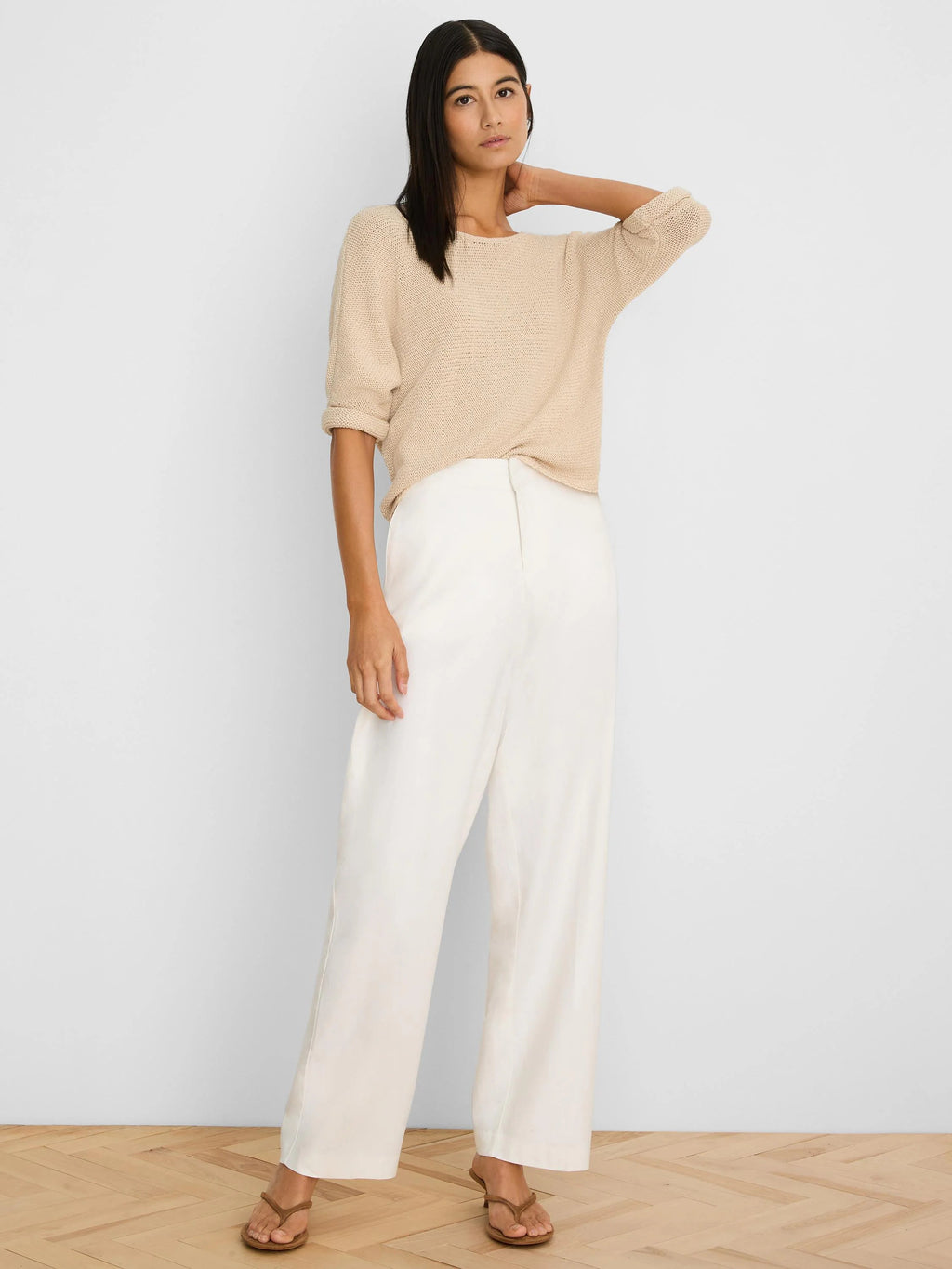 Crimpy Cord Roll Sleeve Sweater