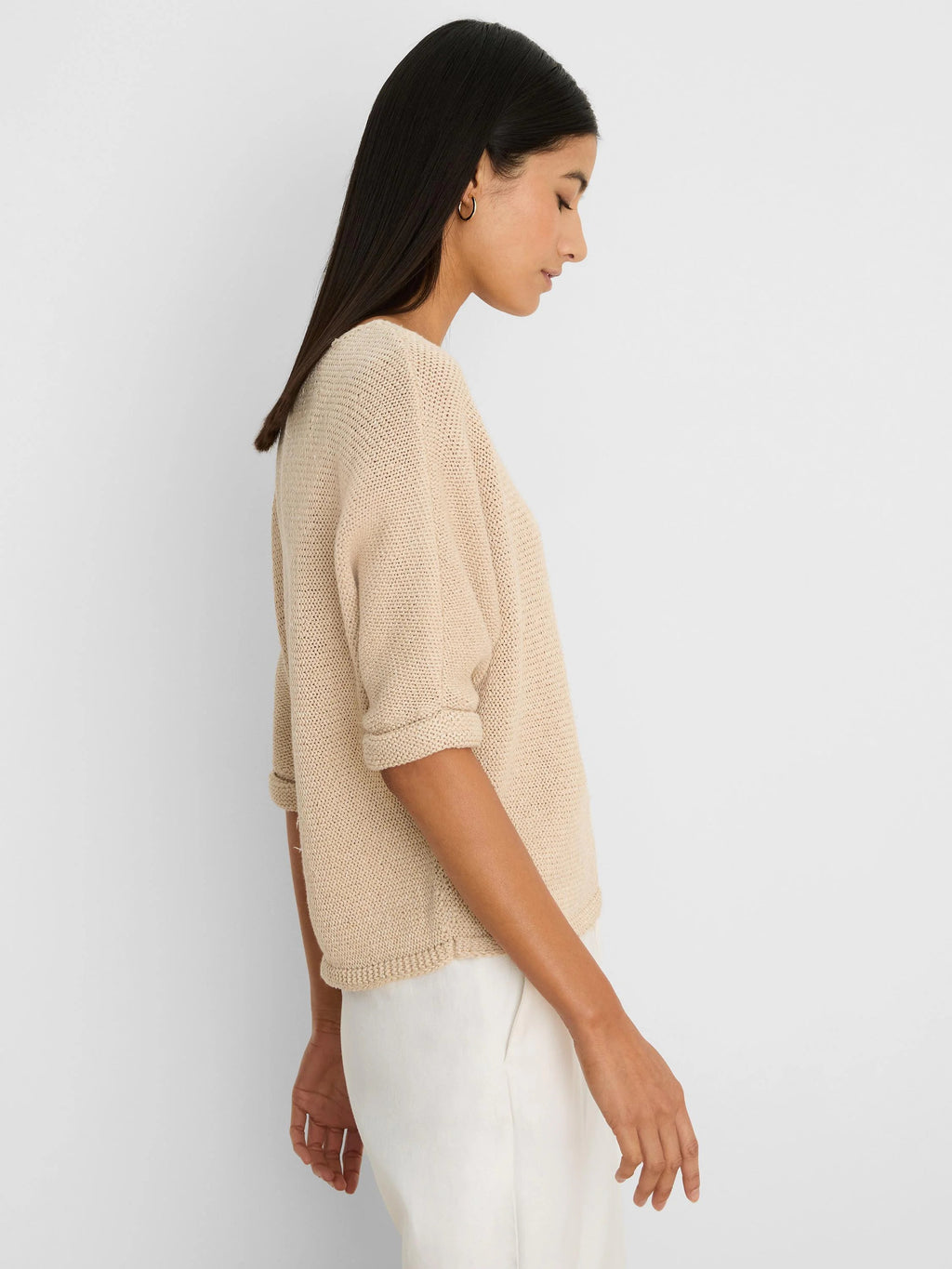 Crimpy Cord Roll Sleeve Sweater