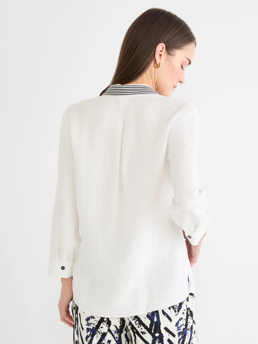 Stripe Trim Linen Shirt