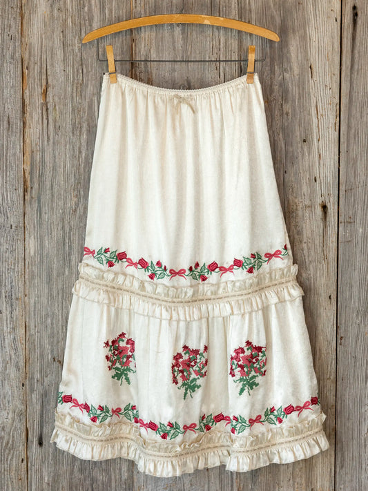 Delilah Embroidered Midi Skirt - Ivory
