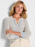 Tuck Texture Split Neck Sweater
