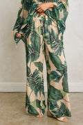 Waitlist 7/4 • Corvina High Waist Wide Leg Tropical Print Pants Green