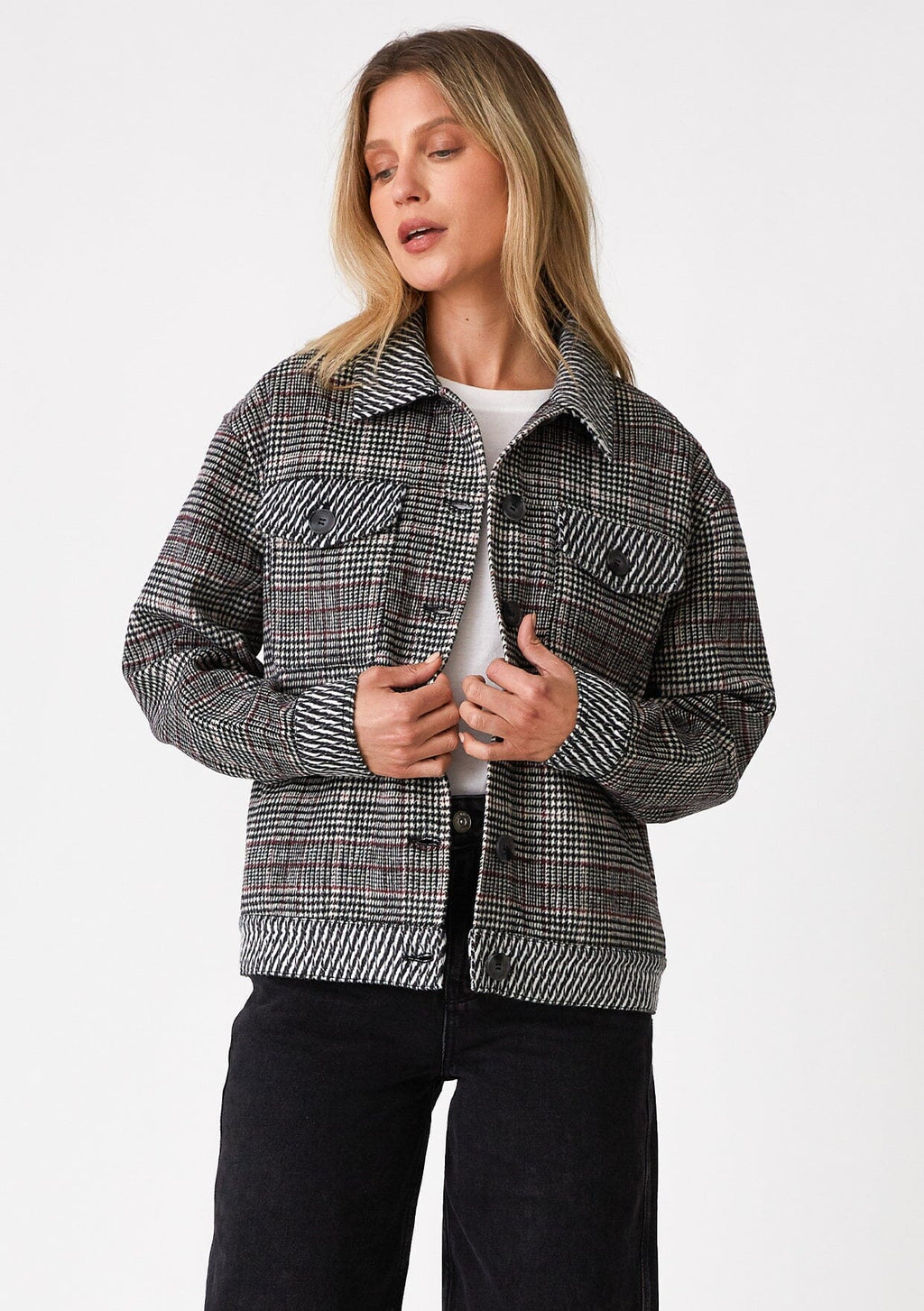 Tori Patchwork Plaid Jacket